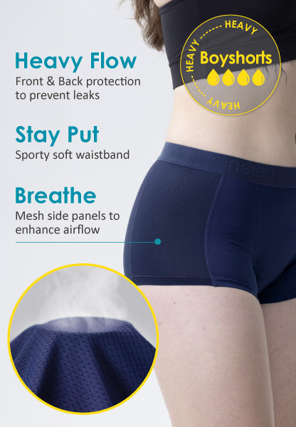 Neione cotton boyshort period underwear heavy flow