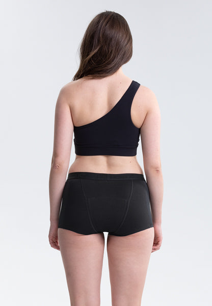 black cotton menstrual underwear