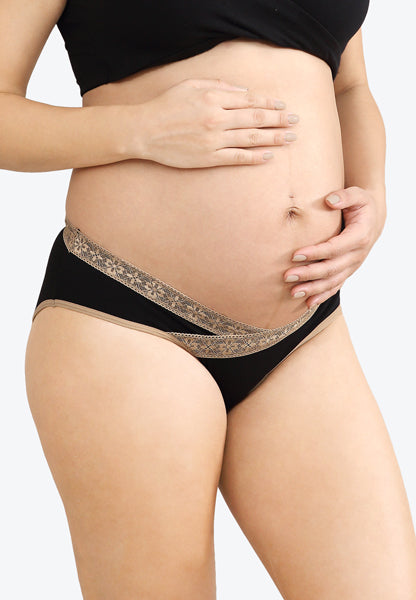 Intimate Portal lace pregnancy bikini panties under bump